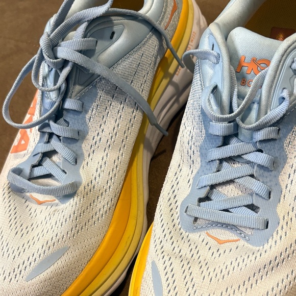 Hoka Sky Blue and Yellow Athletic Shoes - Picture 4 of 8